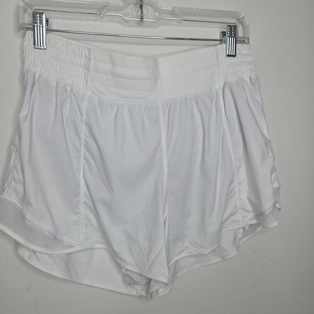 Lululemon Hotty Hot Shorts Womens 10 White 4" High Rise Lined Running Mesh